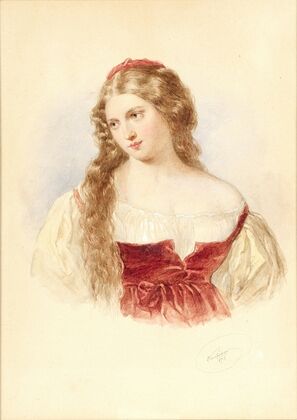 Portrait of a girl with long and blond hair (1873)