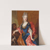 Portrait of a lady, holding a peacock feather fan with her servant, holding a dog by Nicolas de Largillière