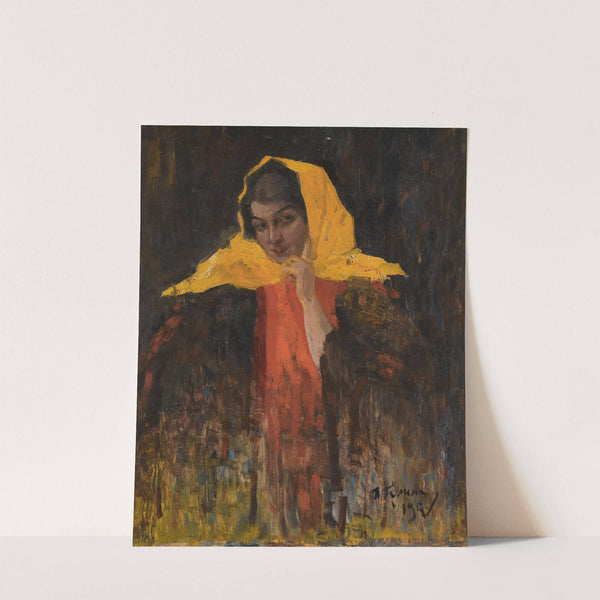 Portrait Of A Lady In A Yellow Shawl by Ilya Abramovich Grinman