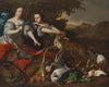 Portrait of a lady in as the goddess Diana and her attendant, with the spoils of the chase