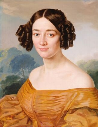 Portrait of a Lady in Yellow Dress, portrait of Luise Polácková (1803-1873)