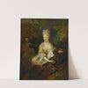 Portrait of a lady seated in a landscape with her pet dog and a monkey by Nicolas de Largillière