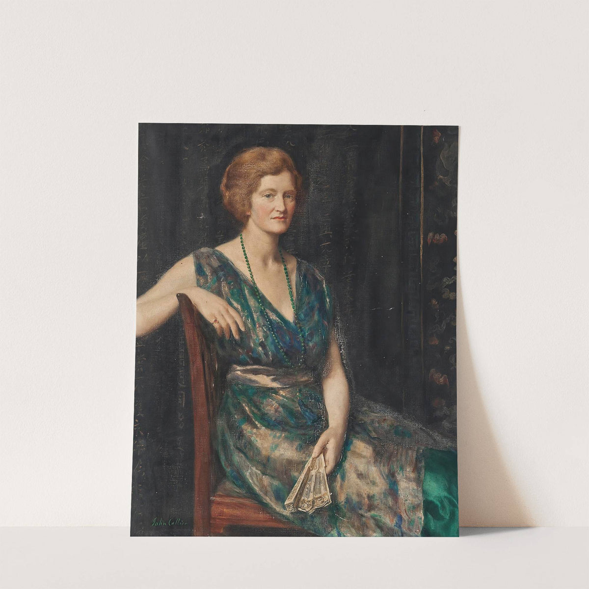Portrait of a lady, thought to be Mrs Geoffrey Pynam of Guildford by John Collier