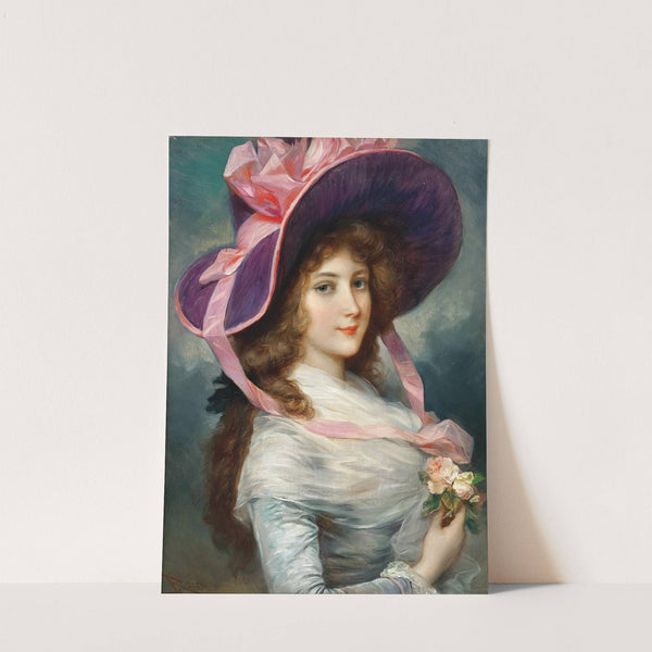 Portrait of a Lady with a Purple Hat and Roses by Lucius Rossi