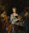 Portrait Of A Lady With Her Dog And A Maid