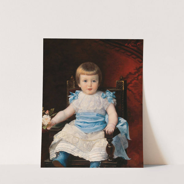 Portrait of a little girl sitting by Ernst Klimt