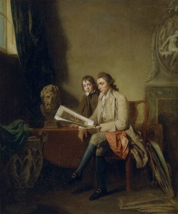 Portrait Of A Man And A Boy Looking At Prints (1765 and 1770)