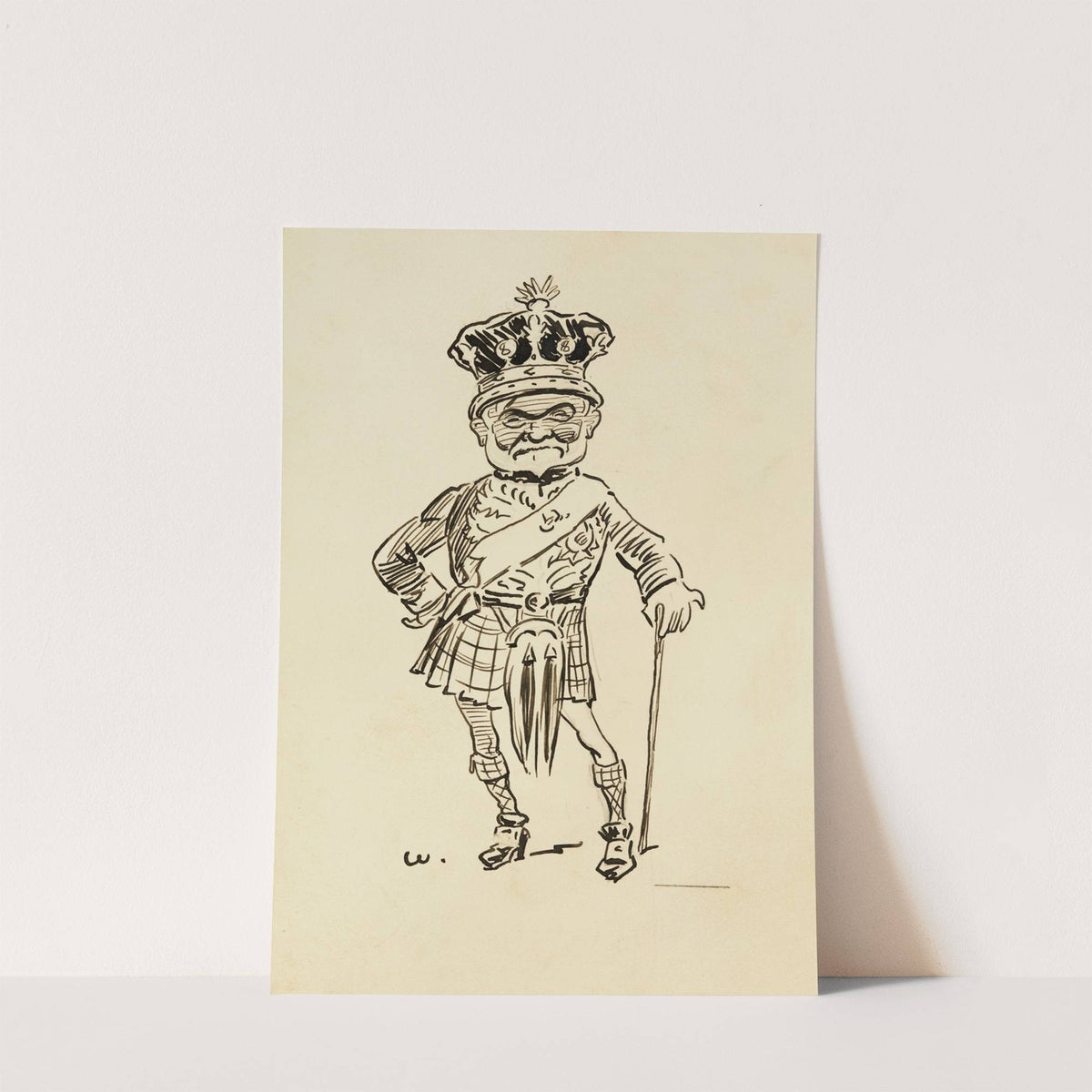 Portrait of a man in Scottish kilt and crown. Probably Andrew Carnegie. (1910) by William Henry Walker