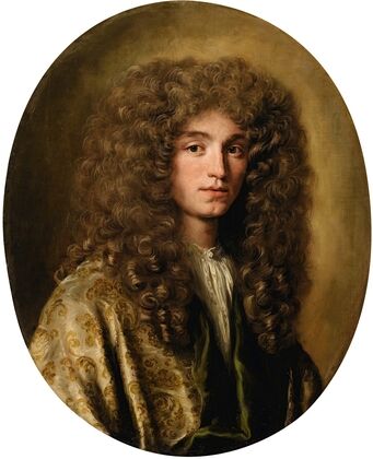 Portrait of a man wearing a wig