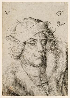 Portrait of a man with a beret and fur collar