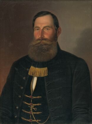 Portrait of a man with a chin and a beard