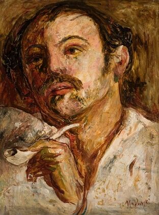 Portrait of a man with a smoking pipe