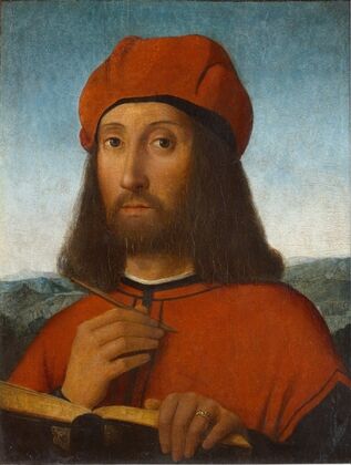 Portrait of a Man with Red Beret and Book