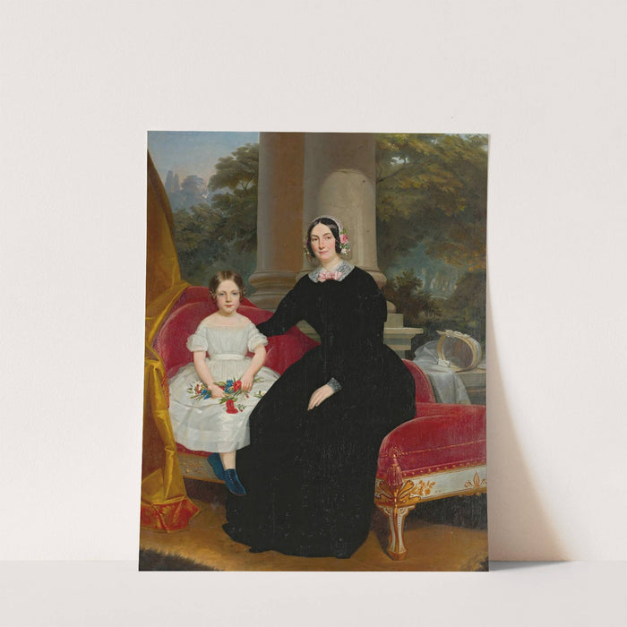 Portrait of a mother and her daughter by Circle of Federico de Madrazo y Kuntz