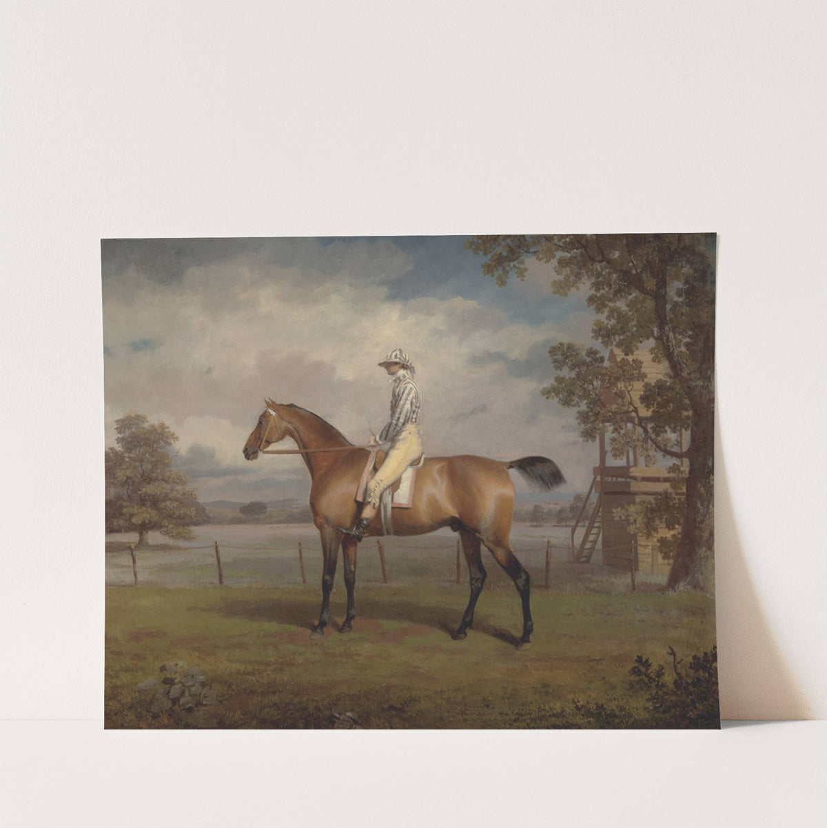 Portrait of a Racehorse, Possibly Disguise, the Property of the Duke of Hamilton, with Jockey Up (1786) by George Garrard