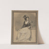 Portrait of a seated lady wearing a feathered hat by Jean-Baptiste-Jacques Augustin