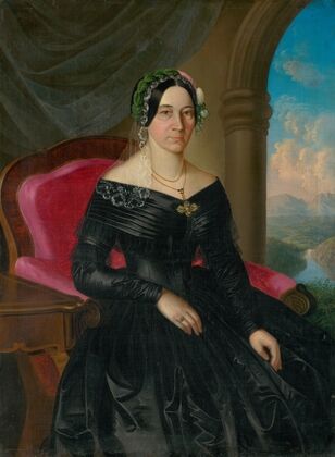 Portrait of a Seated Lady with a Landscape in the Background