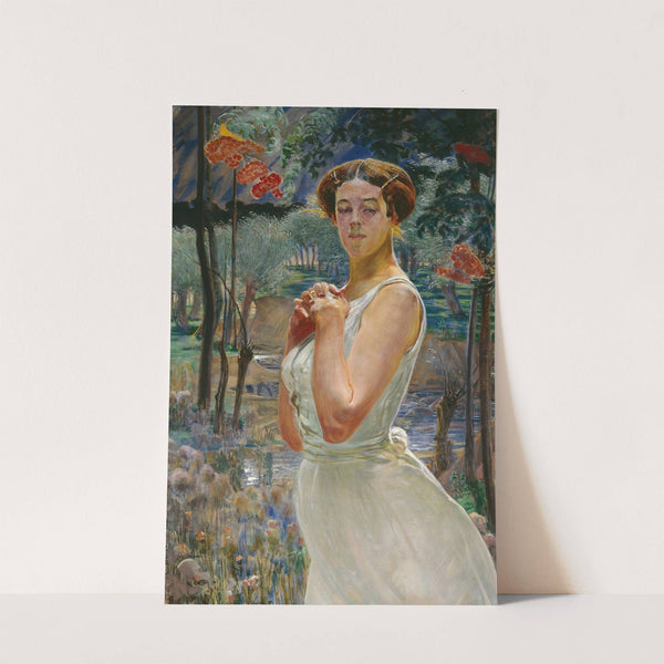 Portrait of a woman against a rowanberry grove by Jacek Malczewski