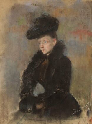 Portrait of a woman in a black hat (1892)