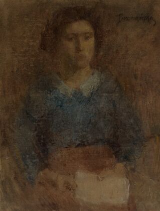 Portrait of a woman in a blue blouse (after 1900)