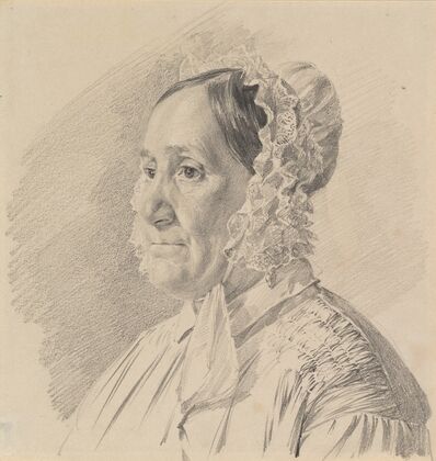 Portrait of a Woman in a Lace Bonnet, in three-quarter profile to the left