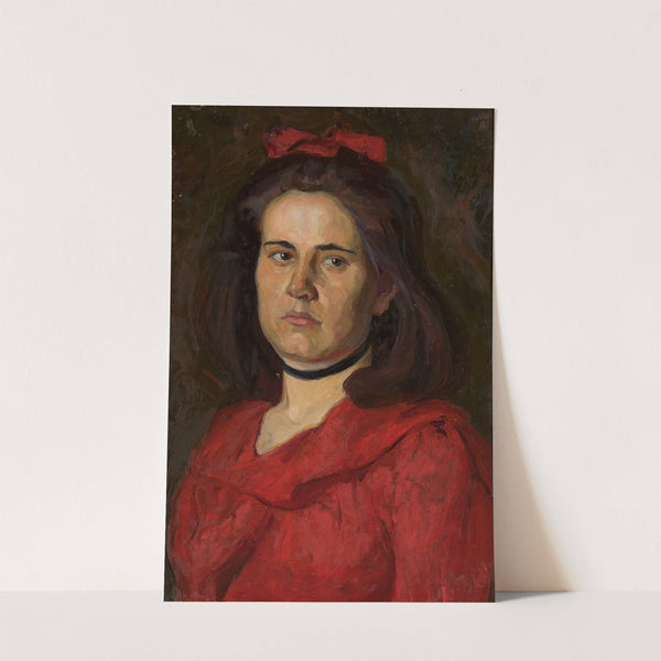 Portrait of a woman in a red dress by Wojciech Weiss