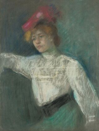 Portrait of a woman in a red hat (1900)