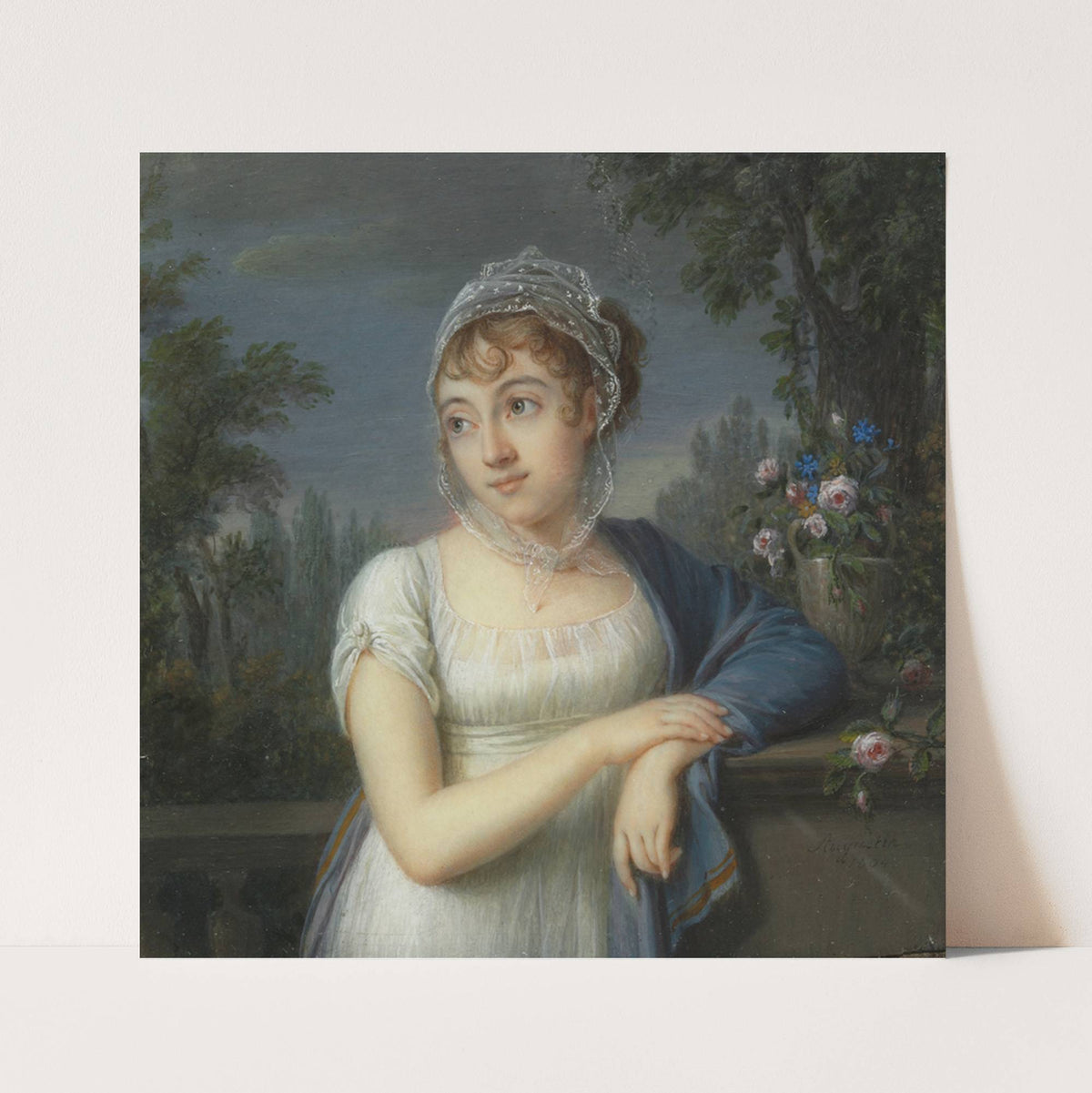 Portrait of a Woman Near a Balustrade (1804) by Jean-Baptiste-Jacques Augustin