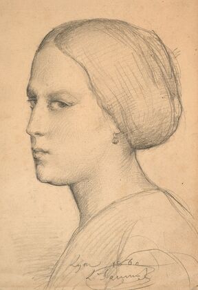 Portrait of a woman with a bun (1860)