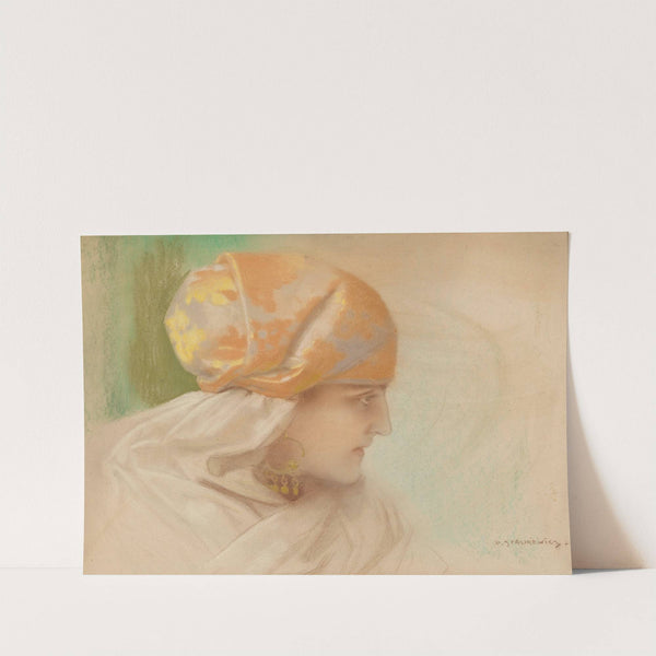 Portrait of a woman with earrings by Piotr Stachiewicz