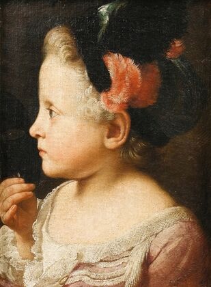 Portrait of a Young Girl Holding a Mask — size preview
