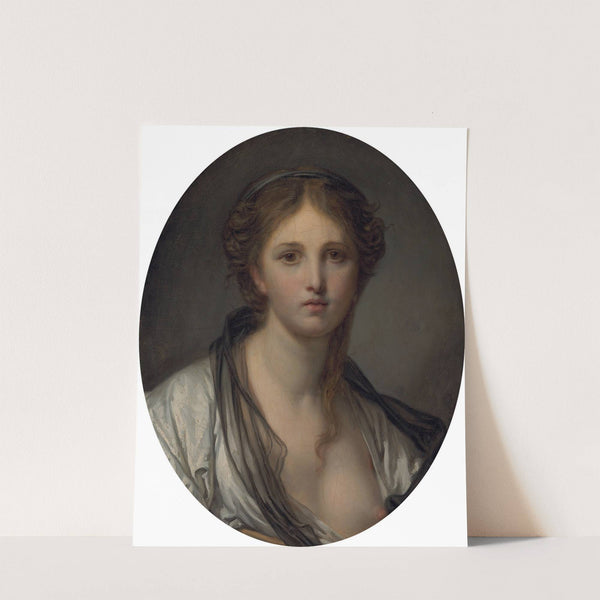 Portrait of a young woman, bust length, with a black scarf by Jean-Baptiste Greuze