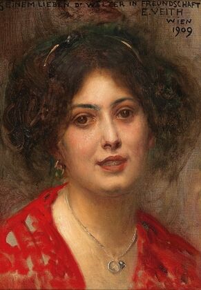 Portrait of a Young Woman in a Red Dress