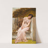 Portrait Of A Young Woman Sitting On Marble Seat by William Oliver