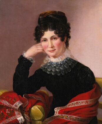Portrait Of A Young Woman With A Lace Collar And Paisley Fringed Shawl — size preview