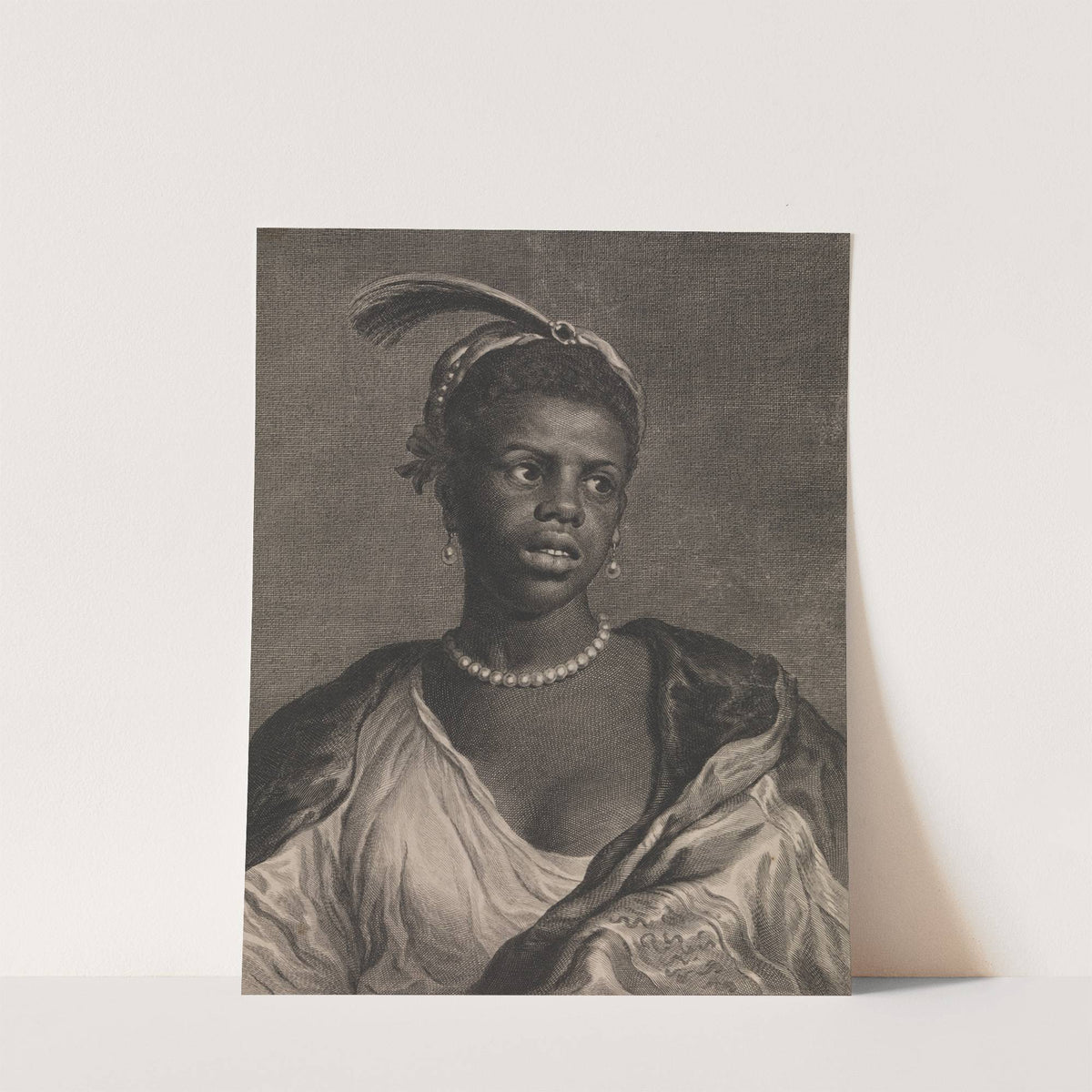 Portrait of an African Woman with Pearl Necklace by Cornelis Van Dalen