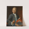 Portrait of an artist holding a drawing, an unfinished canvas beyond by Nathaniel Hone