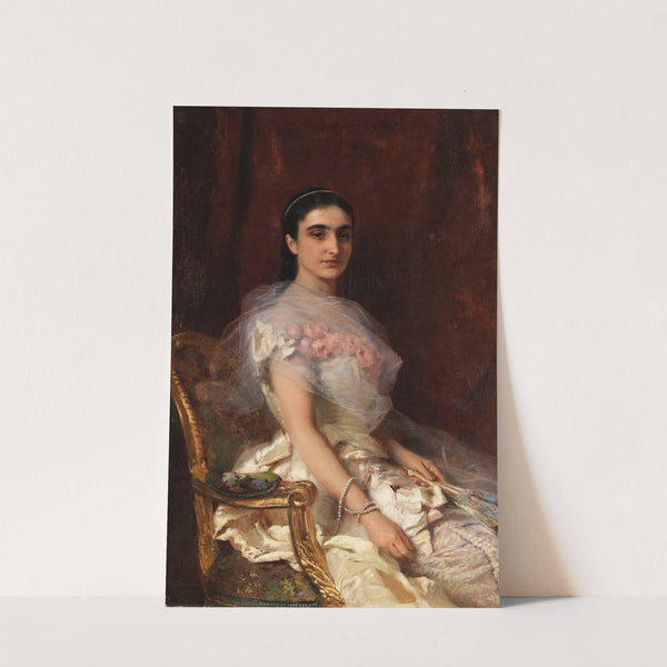 Portrait of an Elegant Lady with a Fan by Konstantin Egorovich Makovsky