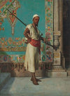 Portrait of an oriental with a gun
