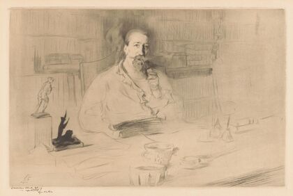 Portrait of Anatole France behind his desk (1900)
