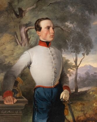 Portrait of August Gustav Steinbock in uniform as cadet of a dragone regiment