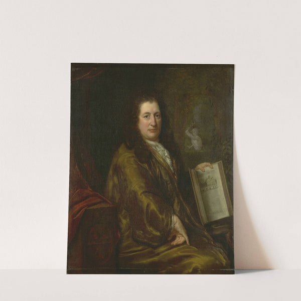 Portrait of Caspar Commelin, bookseller, newspaper publisher and author of the official history of Amsterdam &#039;Beschrijvinghe van Amsterdam&#039;of 1693 by David van der Plas