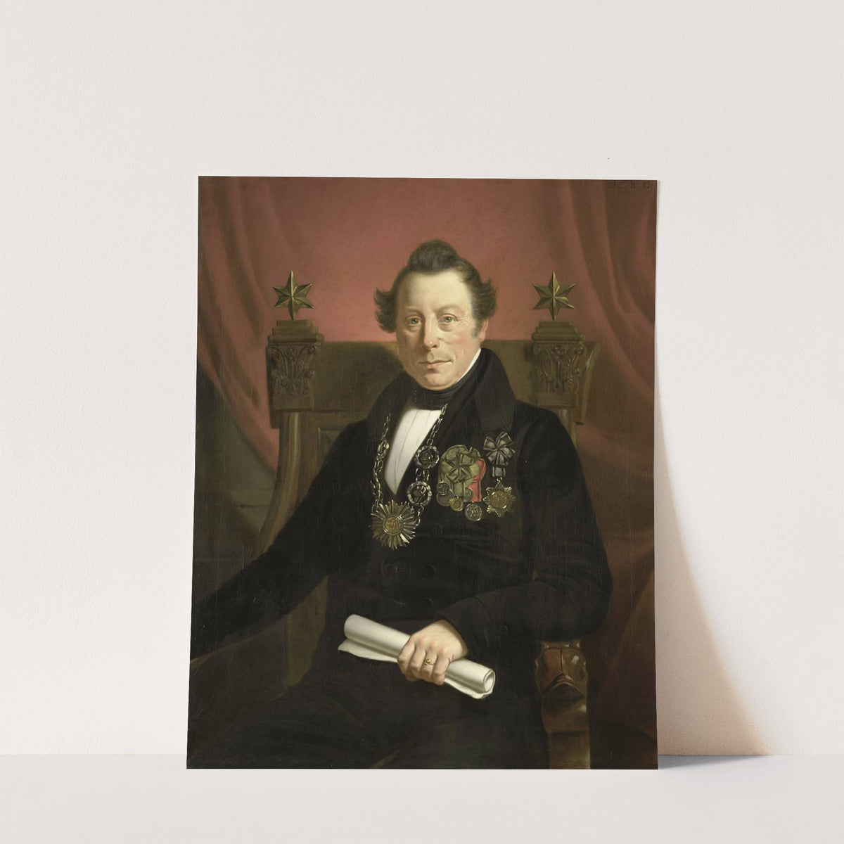 Portrait of Coenraad van Hulst, Actor, as President of the Arts-Promoting Company VW in Amsterdam (so named after the founders Casper Vreedenberg and Jan van Well) by Jan Cornelis van Rossum