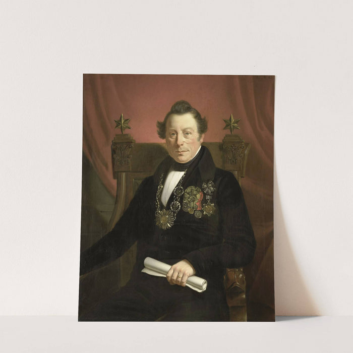 Portrait of Coenraad van Hulst, Actor, as President of the Arts-Promoting Company VW in Amsterdam (so named after the founders Casper Vreedenberg and Jan van Well) by Jan Cornelis van Rossum