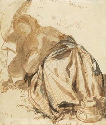Portrait of Elizabeth Siddal Resting, Holding a Parasol (1852–1855)