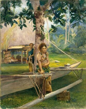 Portrait of Faase, the Taupo, or Official Virgin, of Fagaloa Bay, and Her Duenna, Samoa