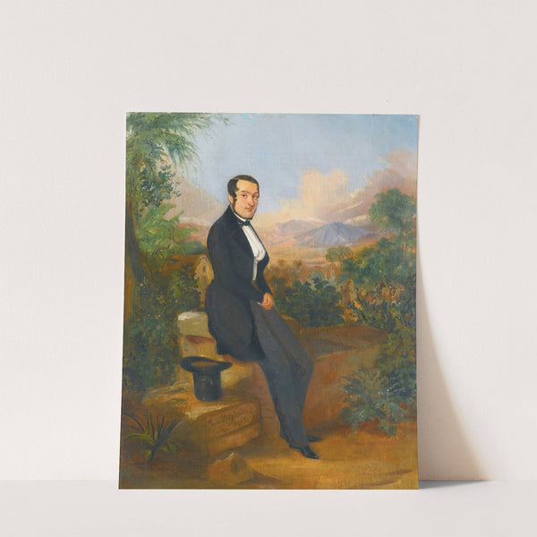 Portrait Of George Hellmann Before A Vista In Tacna, Peru (1844) by Johann Moritz Rugendas