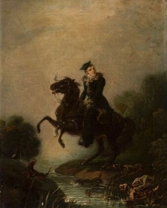 Portrait of Ignacy Konarski on horseback