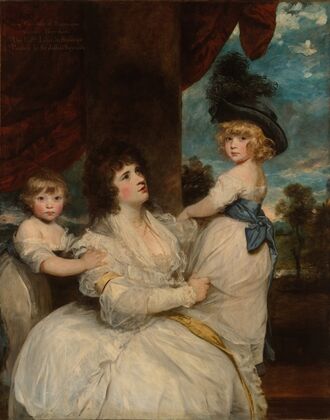 Portrait of Jane, Countess of Harrington, with her Sons, the Viscount Petersham and the Honorable Lincoln Stanhope