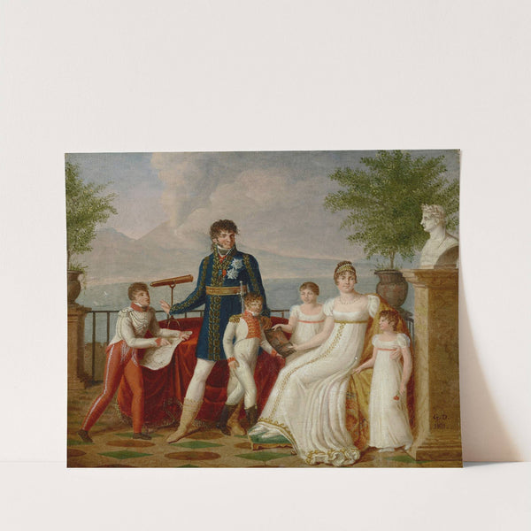 Portrait of Joachim Murat (1767-1815), his wife, Caroline Bonaparte (1782-1839) and their family, with a view of Naples beyond by Guillaume Descamps